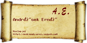 Andrásek Ernő névjegykártya